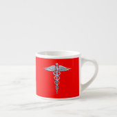 Chrome Style Caduceus Medical Symbol League Espressotasse (Rechts)