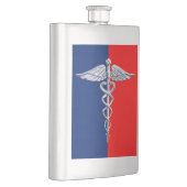 Chrome Style Caduceus Medical Symbol League Flachmann (Rechts)