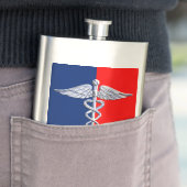 Chrome Style Caduceus Medical Symbol League Flachmann (Beispiel)