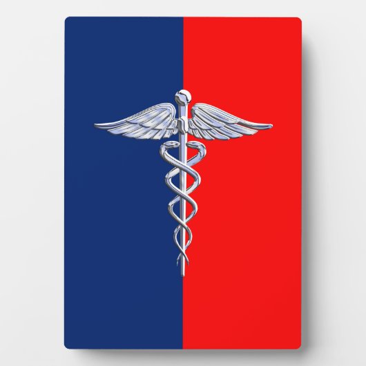 Chrome Style Caduceus Medical Symbol League Fotoplatte (Vorderseite)