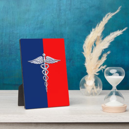 Chrome Style Caduceus Medical Symbol League Fotoplatte (Seite)