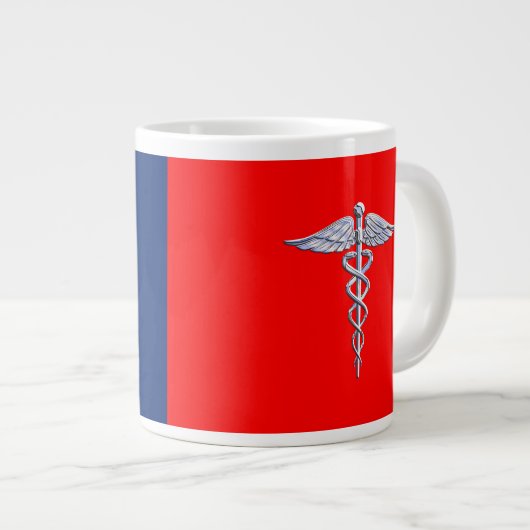 Chrome Style Caduceus Medical Symbol League Jumbo-Tasse (Vorderseite Rechts)