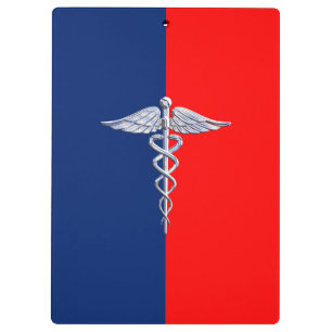 Chrome Style Caduceus Medical Symbol League Klemmbrett