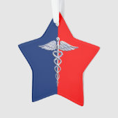 Chrome Style Caduceus Medical Symbol League Ornament (Vorderseite)