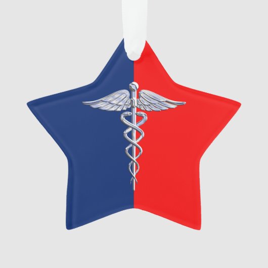 Chrome Style Caduceus Medical Symbol League Ornament (Vorderseite)
