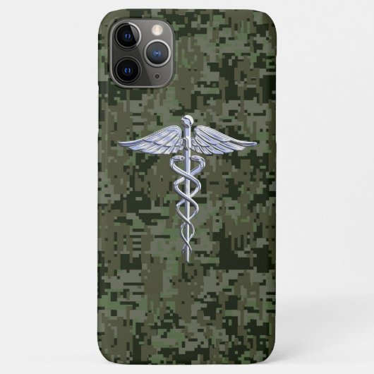 Chrome Style Caduceus Symbol auf Green Camouflage Case-Mate iPhone Hülle (Rückseite)