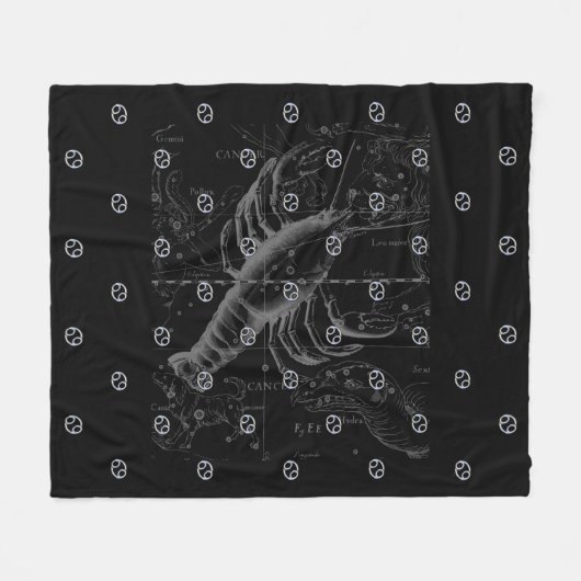 Chrome Style Cancer Zodiac Sign auf Hevelius 1690 Fleecedecke (Vorderseite (Horizontal))