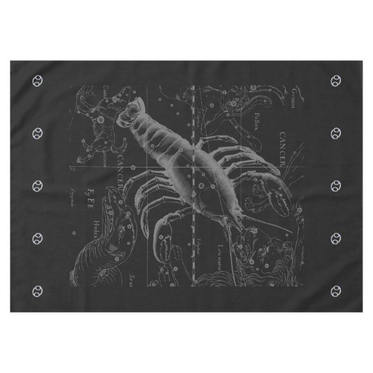 Chrome Style Cancer Zodiac Sign auf Hevelius 1690 Tischdecke (Vorderseite (Horizontal))