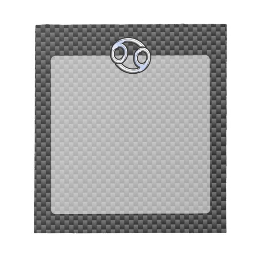 Chrome Style Cancer Zodiac Sign Carbon Fibre Print Notizblock (Vorderseite)