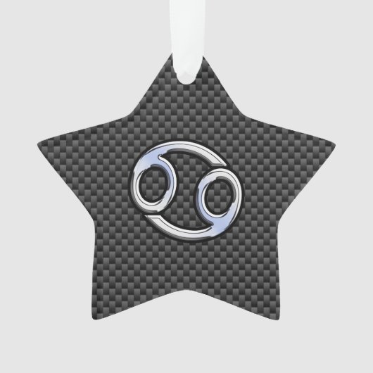 Chrome Style Cancer Zodiac Sign Carbon Fibre Print Ornament (Vorderseite)
