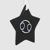 Chrome Style Cancer Zodiac Sign Carbon Fibre Print Ornament (Vorderseite)