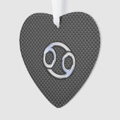 Chrome Style Cancer Zodiac Sign Carbon Fibre Print Ornament (Vorderseite)