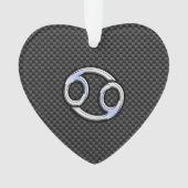 Chrome Style Cancer Zodiac Sign Carbon Fibre Print Ornament (Vorderseite)