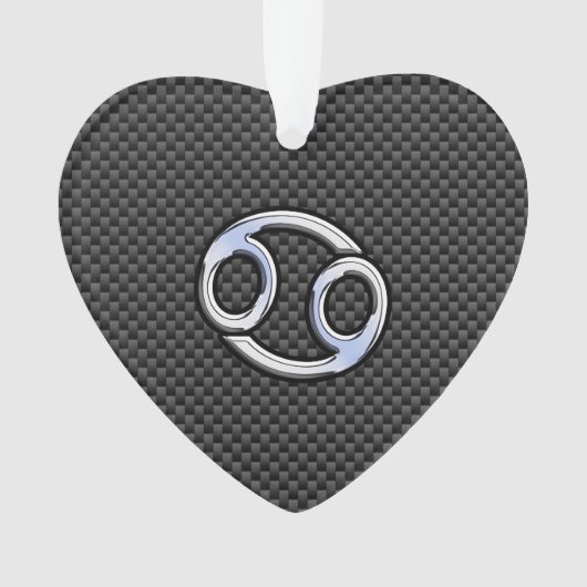 Chrome Style Cancer Zodiac Sign Carbon Fibre Print Ornament (Vorderseite)