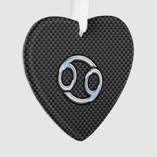 Chrome Style Cancer Zodiac Sign Carbon Fibre Print Ornament (Vorderseite)