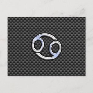 Chrome Style Cancer Zodiac Sign Carbon Fibre Print Postkarte