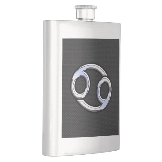 Chrome Style Cancer Zodiac-Symbol Flachmann (Rechts)