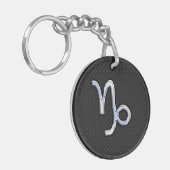 Chrome Style Capricorn Sign auf Schlange Skin Deck Schlüsselanhänger (Vorderseite links)