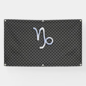 Chrome Style Capricorn Symbol auf Carbon Fibre Banner (Horizontal)