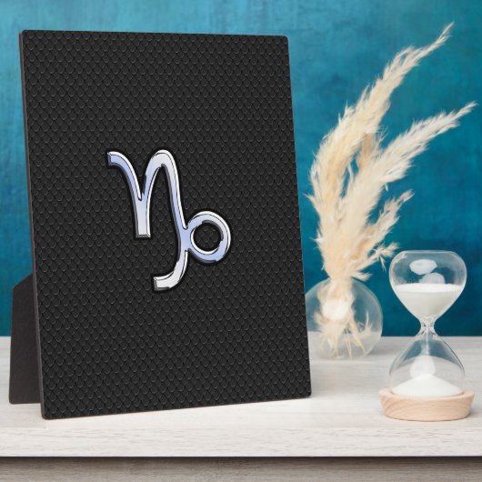 Chrome Style Capricorn Zodiac Sign on Snake Stil Fotoplatte (Seite)