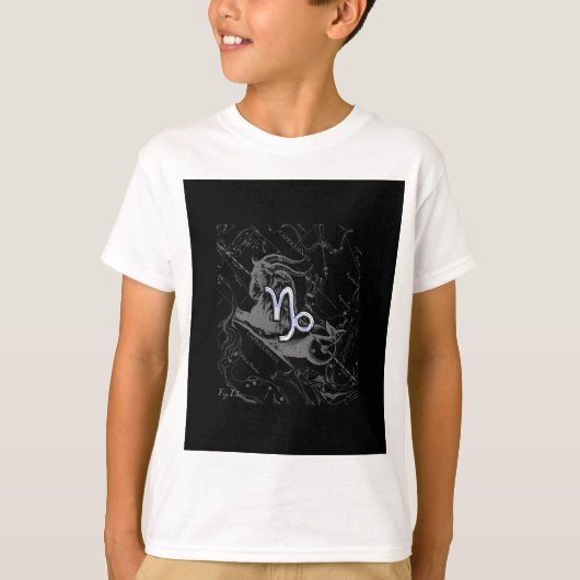Chrome Style Capricorn Zodiac-Zeichen auf Hevelius T-Shirt (Vorderseite)