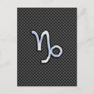 Chrome Style Capricorn Zodiac-Zeichen auf Kohlenst Postkarte