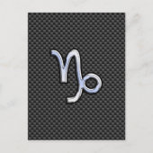 Chrome Style Capricorn Zodiac-Zeichen auf Kohlenst Postkarte (Vorderseite)