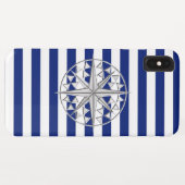 Chrome Style Compass auf Navy Blue Stripes Case-Mate iPhone Hülle (Rückseite (Horizontal))