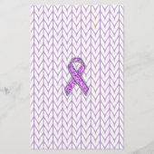 Chrome Style Crystal Pink Ribbon Awareness Strick Briefpapier (Vorderseite)