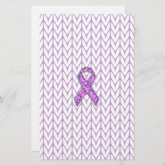Chrome Style Crystal Pink Ribbon Awareness Strick Briefpapier (Vorne/Hinten)