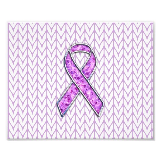 Chrome Style Crystal Pink Ribbon Awareness Strick Fotodruck (Vorne)