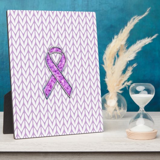 Chrome Style Crystal Pink Ribbon Awareness Strick Fotoplatte (Seite)