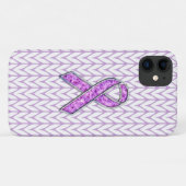 Chrome Style Crystals Pink Ribbon Awareness Strick Case-Mate iPhone Hülle (Rückseite (Horizontal))