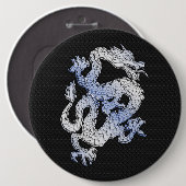 Chrome Style Dragon auf Black Snake Skin Print Button (Vorne & Hinten)