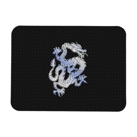Chrome Style Dragon auf Black Snake Skin Print Magnet (Horizontal)