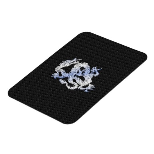 Chrome Style Dragon auf Black Snake Skin Print Magnet (Linke Seite)