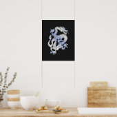 Chrome Style Dragon auf Black Snake Skin Print Poster (Küche)