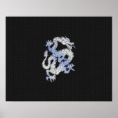 Chrome Style Dragon auf Black Snake Skin Print Poster (Vorne)