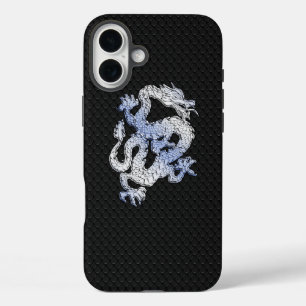 Chrome Style Dragon Black Snake Skin Print iPhone 16 Plus Hülle