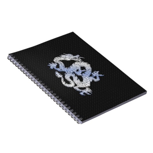 Chrome Style Dragon in Black Snake Skin Print Notizblock (Rechte Seite)