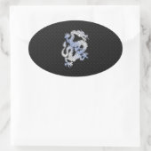 Chrome Style Dragon in Black Snake Skin Print Ovaler Aufkleber (Tasche)