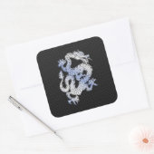 Chrome Style Dragon in Black Snake Skin Print Quadratischer Aufkleber (Umschlag)