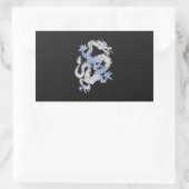 Chrome Style Dragon in Black Snake Skin Print Rechteckiger Aufkleber (Tasche)