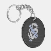 Chrome Style Dragon in Black Snake Skin Print Schlüsselanhänger (Vorderseite links)