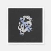 Chrome Style Dragon in Black Snake Skin Print Serviette (Vorderseite)