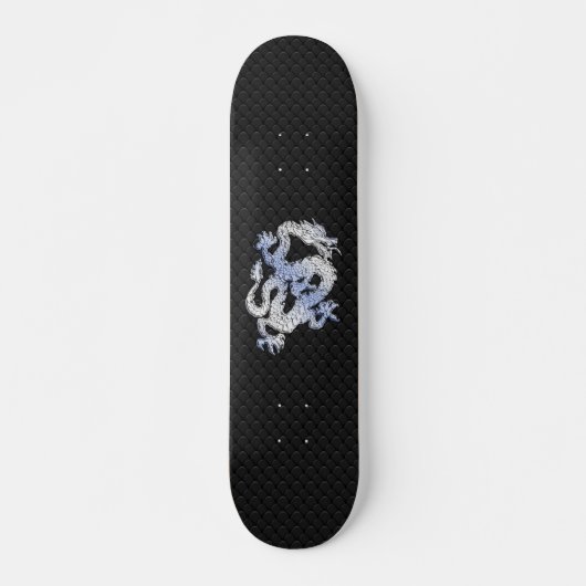 Chrome Style Dragon in Black Snake Skin Print Skateboard (Vorne)