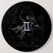 Chrome Style Gemini Zodiac-Zeichen auf Hevelius Button (Vorderseite)