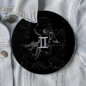 Chrome Style Gemini Zodiac-Zeichen auf Hevelius Button (Beispiel)