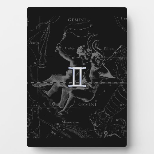 Chrome Style Gemini Zodiac-Zeichen auf Hevelius Fotoplatte (Vorderseite)
