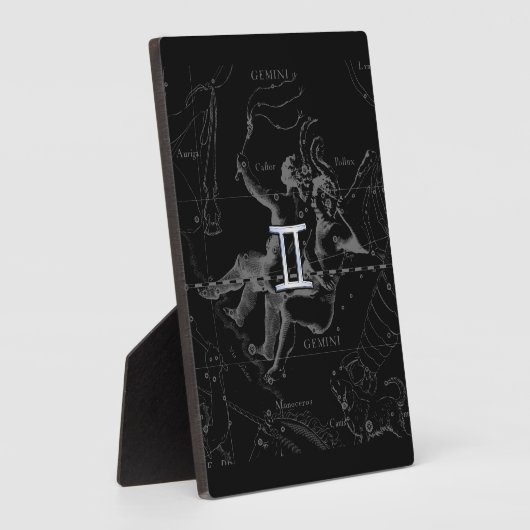 Chrome Style Gemini Zodiac-Zeichen auf Hevelius Fotoplatte (Seite)